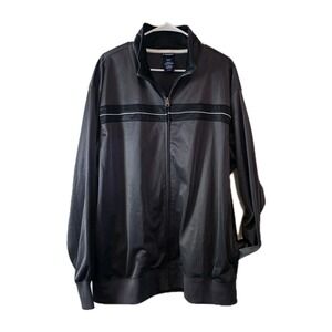 Nordic Track Chest Stripe Jogging Jacket Men's XXL 2X Charcoal Gray Fleece Lined